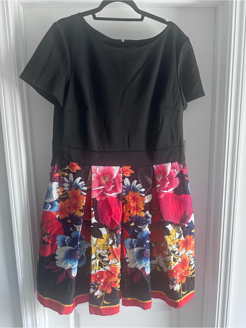 Gabby Skye Black Dress with Floral Skirt